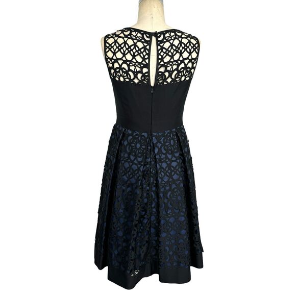 Muse Laser Cut Dress Sz 8 Black Navy Eyelet Party Cocktail Formal Wedding Lace - Picture 4 of 15